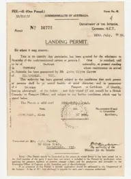 Elsa's unused Landing Permit, 28 July 1939