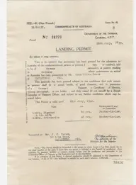 Sigmund & Friedrerika's Landing Permit, 28 July 1939