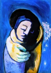 Lovers 2, oil on paper, 60x80cm, framed - $850
