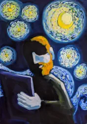 Vincent, oil on paper, 60x80cm, framed - $850