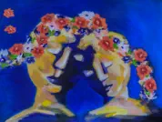 Feeling the Flowers, oil on paper, 60x80cm - $850