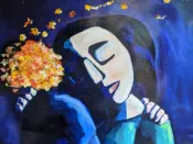 Lovers 1, oil on paper, 60x80cm, framed - $850